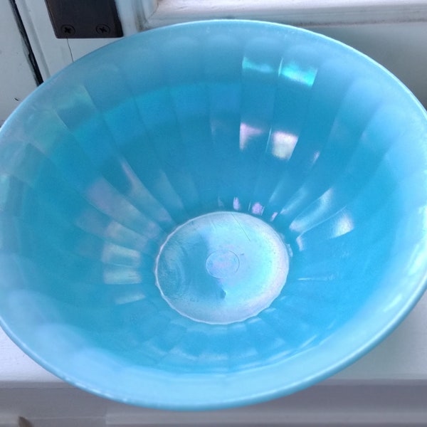 Northwood Jade Blue Stretch Glass Bowl - Optic Rays, #663