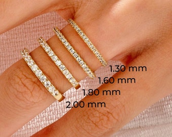 Alliance demi-éternité en moissanite / Bagues d'éternité en or massif 14 carats pour femme / Alliance d'éternité assortie / Ensemble de bagues de mariée empilables