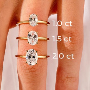 CT CT CT Oval Cut Moissanite Engagement Ring 14k Solid Gold  Engagement Ring 4-Prong Solitaire Oval Moissanite Ring