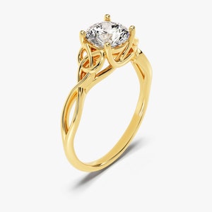 Art Deco Moissanite Engagement Ring / Vintage Inspired Moissanite Engagement Ring / 1.00 CT Solid Gold Promise Ring image 7