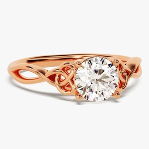 Art Deco Moissanite Engagement Ring / Vintage Inspired Moissanite Engagement Ring / 1.00 CT Solid Gold Promise Ring image 4