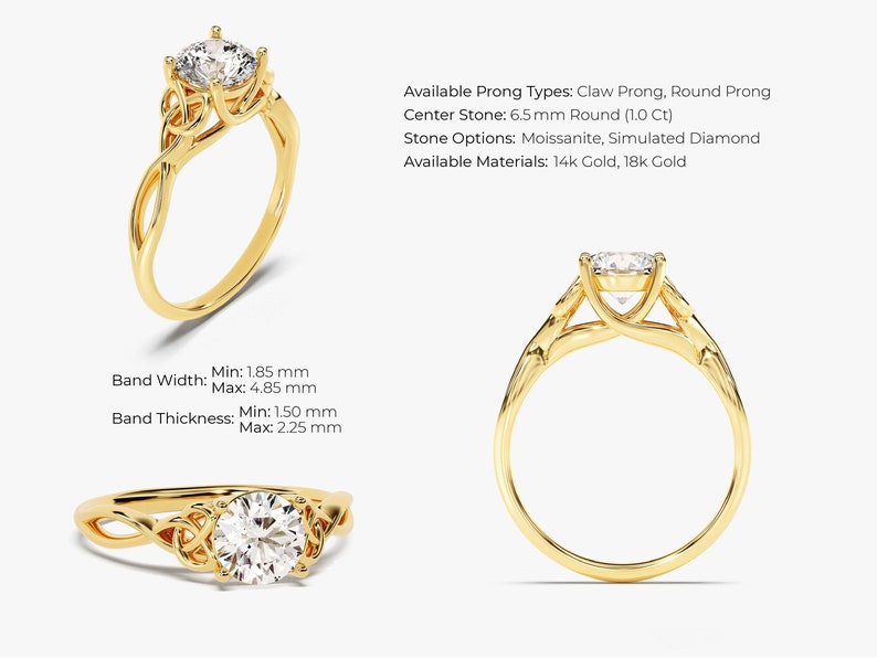 Art Deco Moissanite Engagement Ring / Vintage Inspired Moissanite Engagement Ring / 1.00 CT Solid Gold Promise Ring image 5
