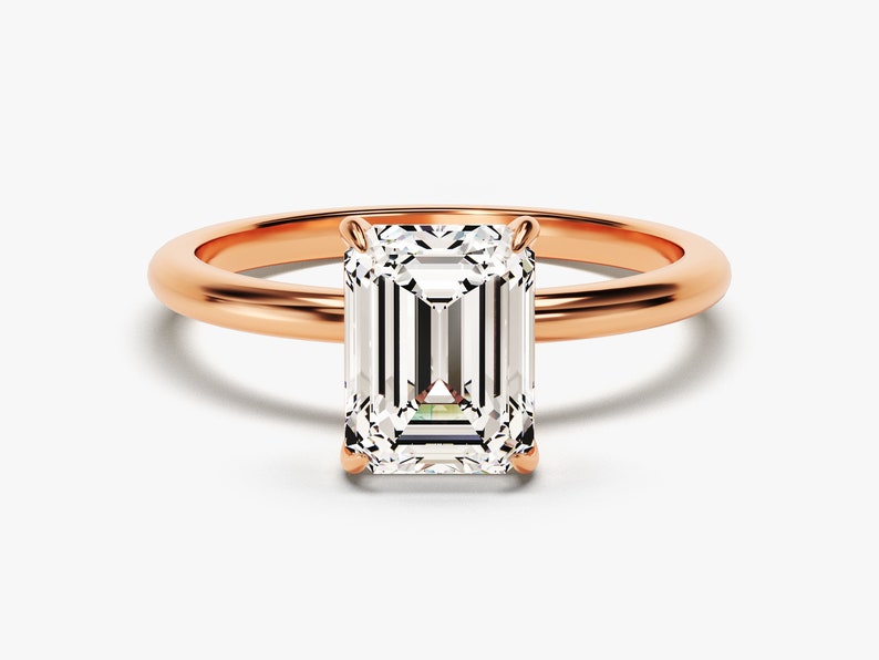 1.5 CT Emerald Cut Solitaire Moissanite Engagement Ring / 14k - Etsy