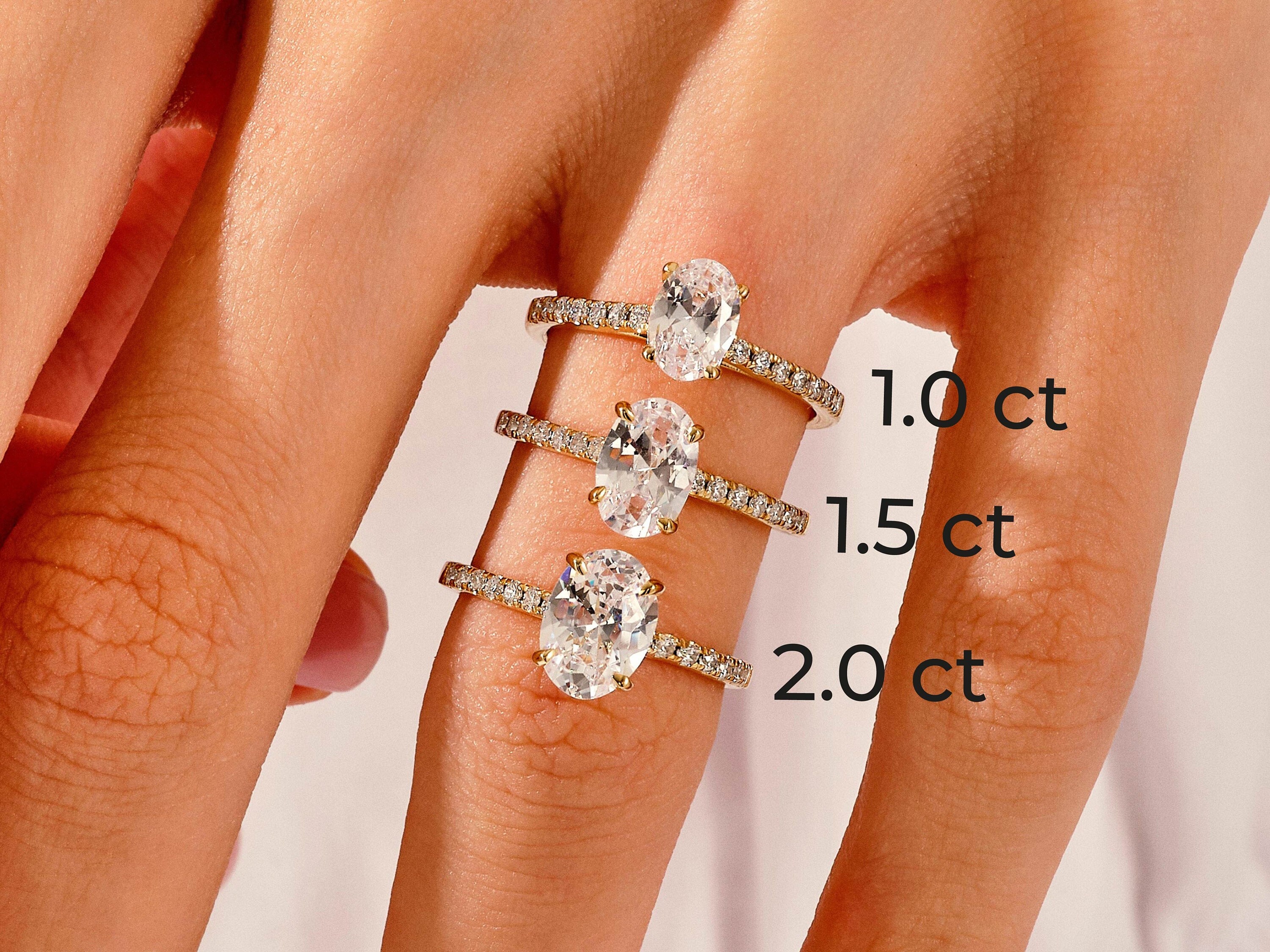 Pave Set Oval Cut Moissanite Engagement Ring 14k Solid Gold