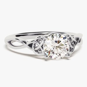 Art Deco Moissanite Engagement Ring / Vintage Inspired Moissanite Engagement Ring / 1.00 CT Solid Gold Promise Ring image 3