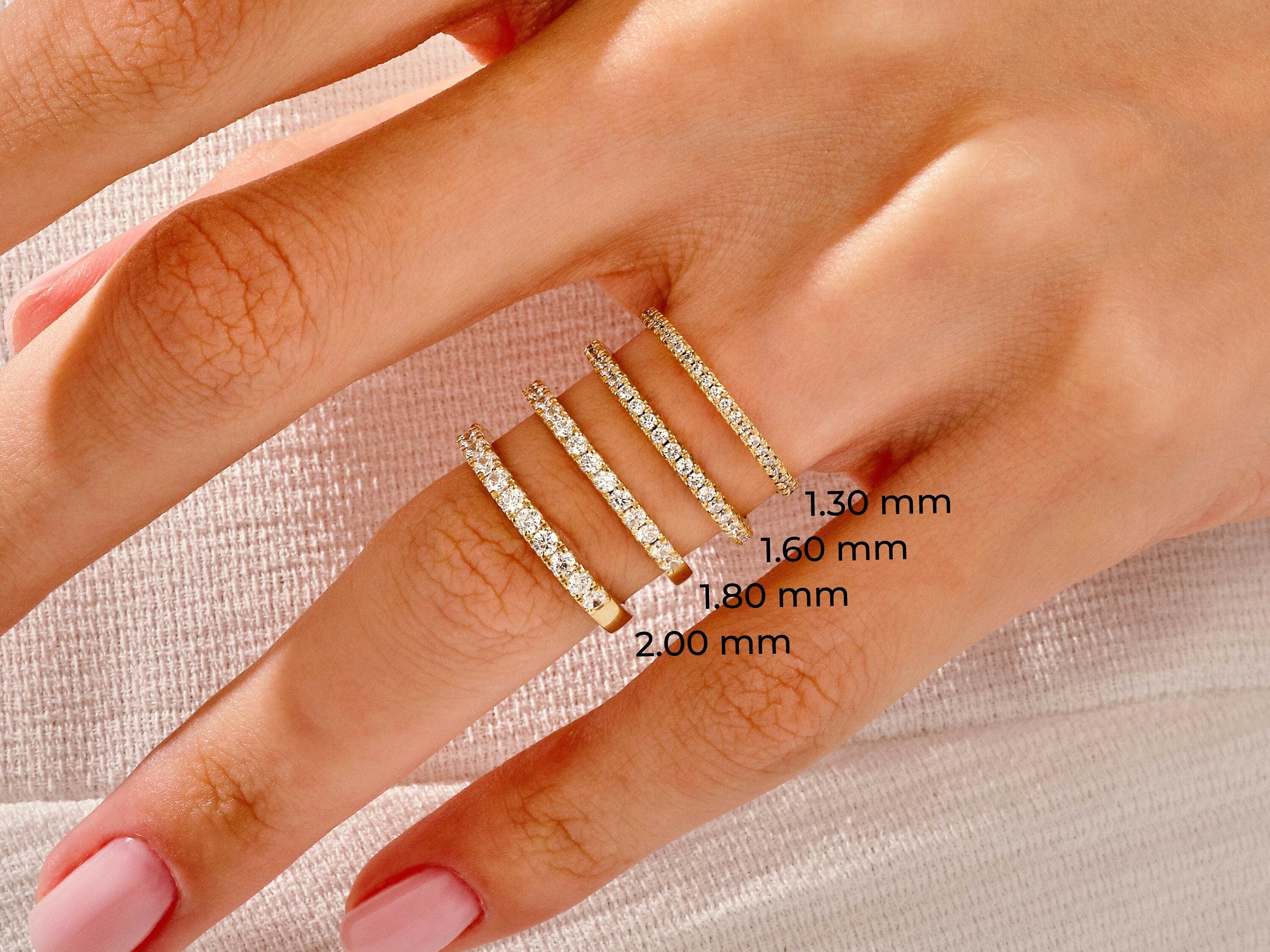 Half Eternity Moissanite Wedding Band / 14k Solid Gold Eternity