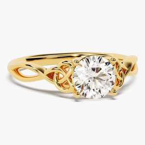 Art Deco Moissanite Engagement Ring / Vintage Inspired Moissanite Engagement Ring / 1.00 CT Solid Gold Promise Ring image 2