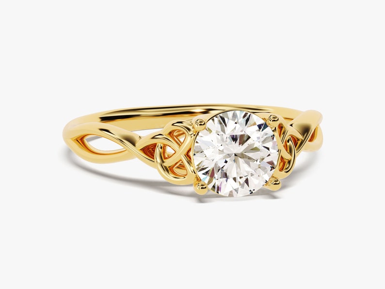 Art Deco Moissanite Engagement Ring / Vintage Inspired Moissanite Engagement Ring / 1.00 CT Solid Gold Promise Ring image 2