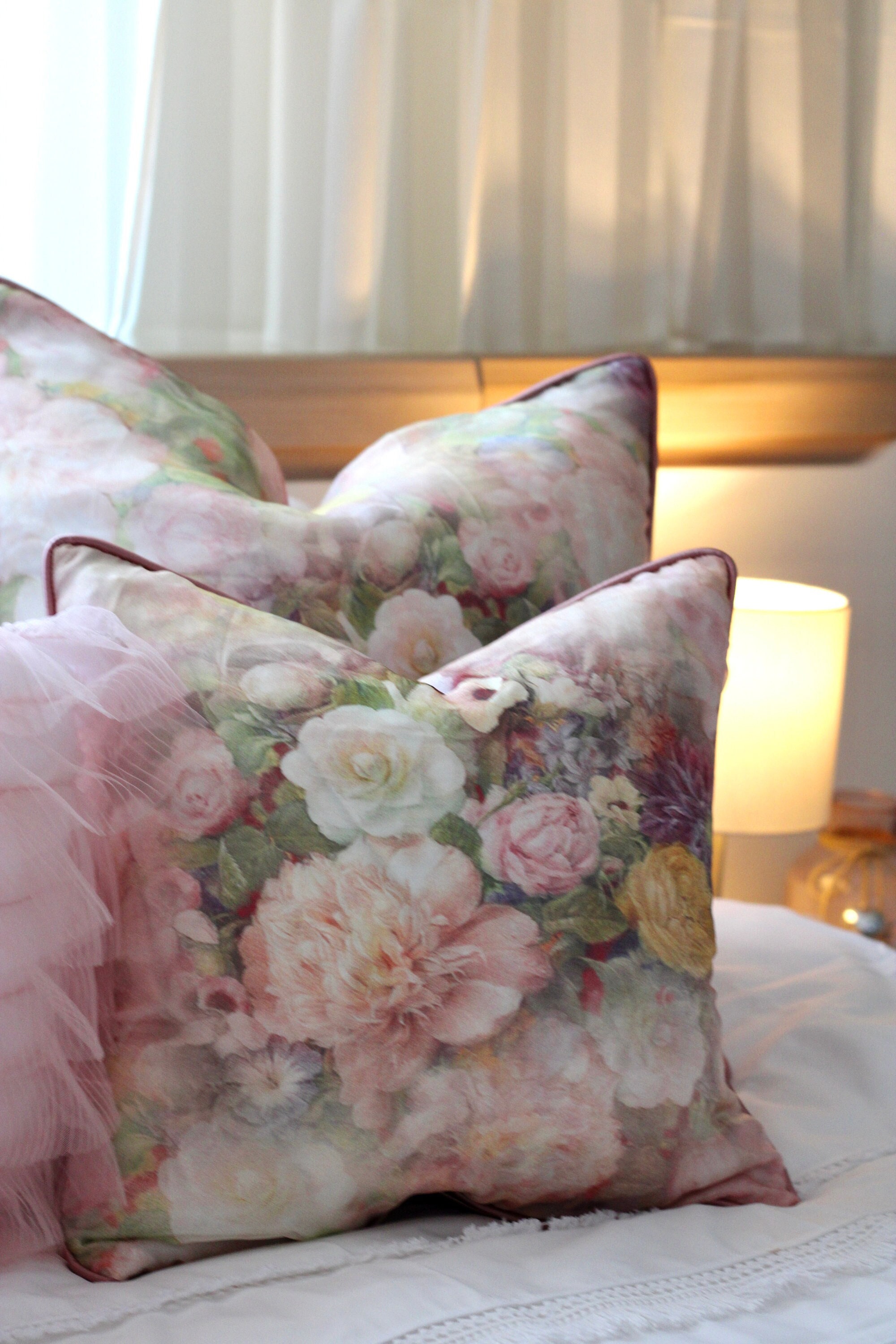 Pink top floral cushions
