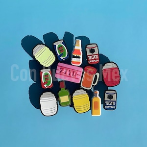 Mexican Latino inspired shoe charms | tequila charms | zote | agua fresca charms | Buchanan | centenario | modelo beer | michelada | latina