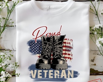 Proud Veteran Boots PNG, American Flag Sublimation Design (Digital Download)