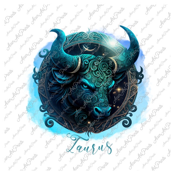 Taurus Zodiac Sign Sublimation Design, Taurus Png, Watercolor Astrological Sign Png, Celestial Zodiac Sublimation, Taurus Shirt design png