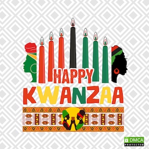 Happy Kwanzaa png, Png Sublimation Design Download, Kwanzaa Digital, Red Black Green Candle, African Woman silhouette, Kwanzaa shirt Design