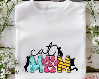 Cat Mom PNG, Sublimation Design (Instant Download)