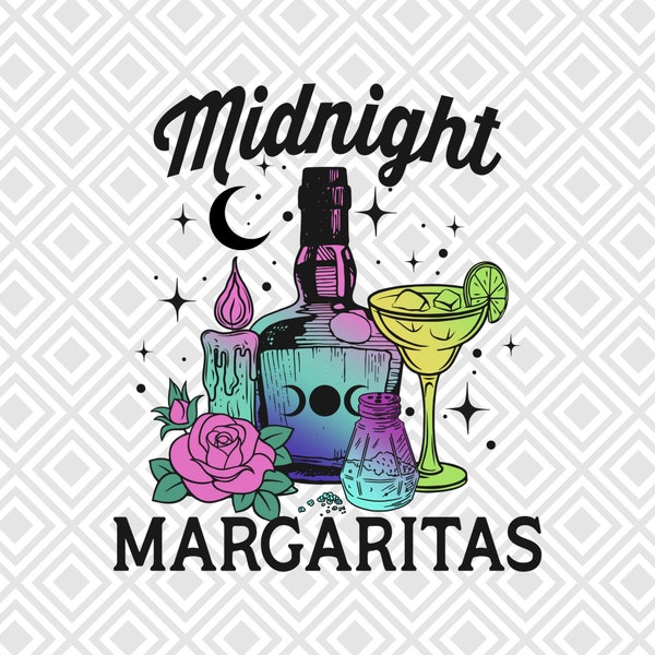 Midnight Margaritas png,  Margaritas PNG, Western PNG, Tequila PNG, Candle, Rose, Halloween, Witchy, Fall, Moon, Sublimation Design Download