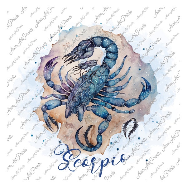 Scorpio Zodiac Sign Sublimation Design, Scorpio Png, Astrological Sign Png, Watercolor Celestial Zodiac Sublimation, Scorpio Shirt design