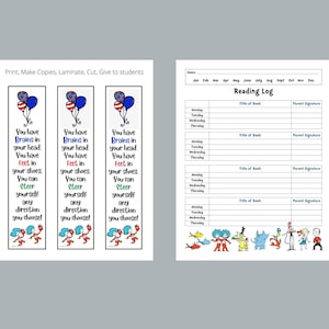 Dr. Seuss LESEZEICHEN Set, Lesezeichen Lesezeichen Set, Lesezeichen Lesezeichen Set, Lesezeichen Set, Lesezeichen Set, Homeschool