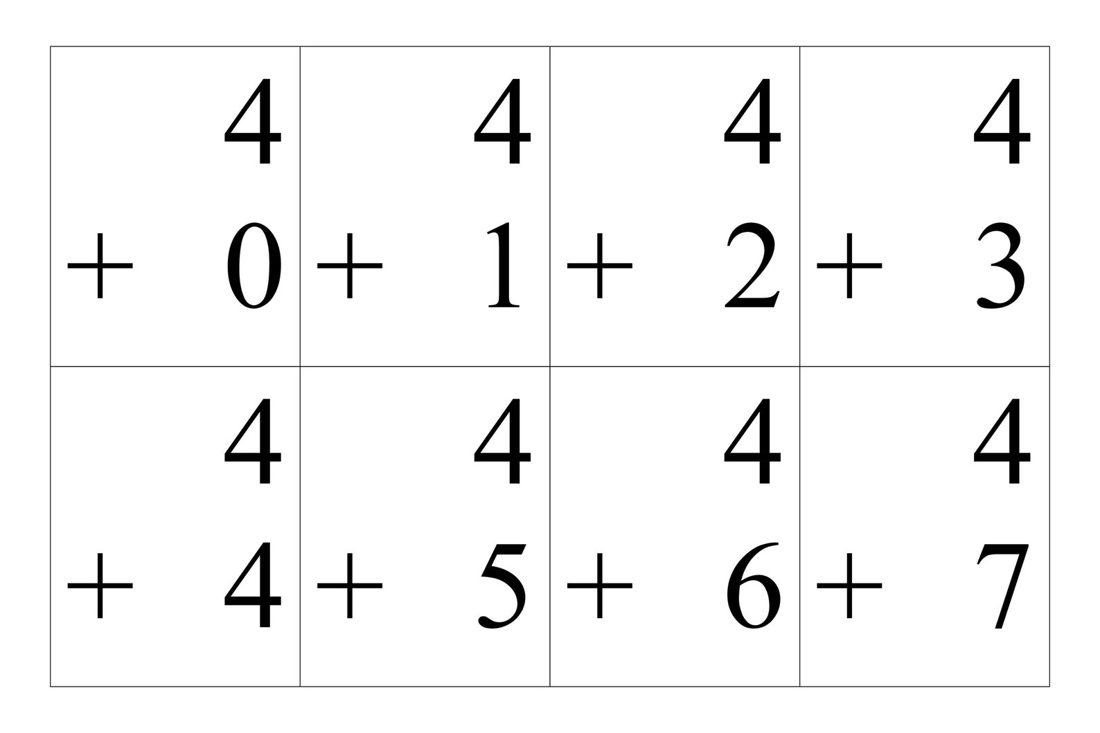 Flashcards Math Addition 020, up to 20 Adding Flashcards, Counting, Elementary School Learning