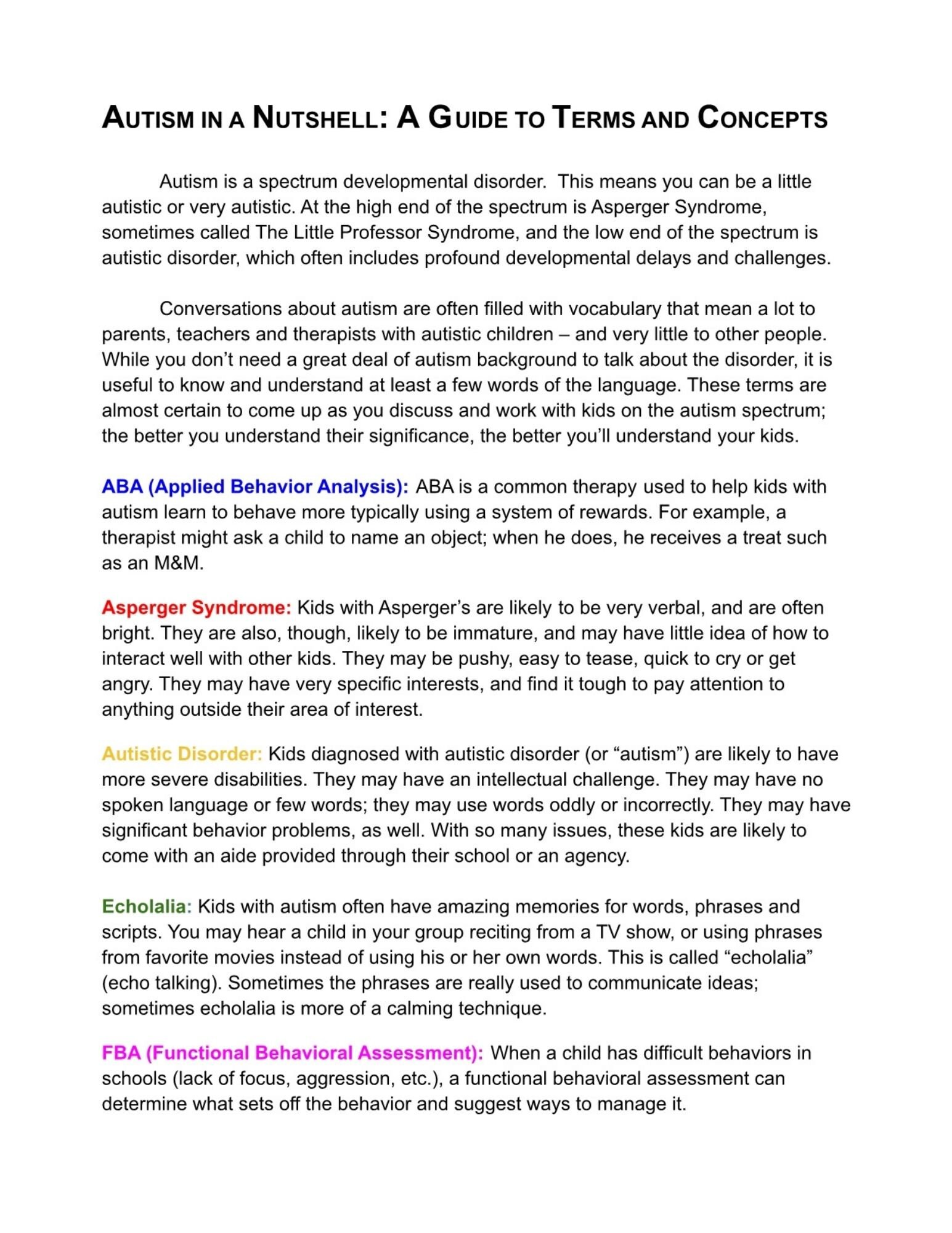 Autism Printable Digital Download Educators Parent Babysitters ...