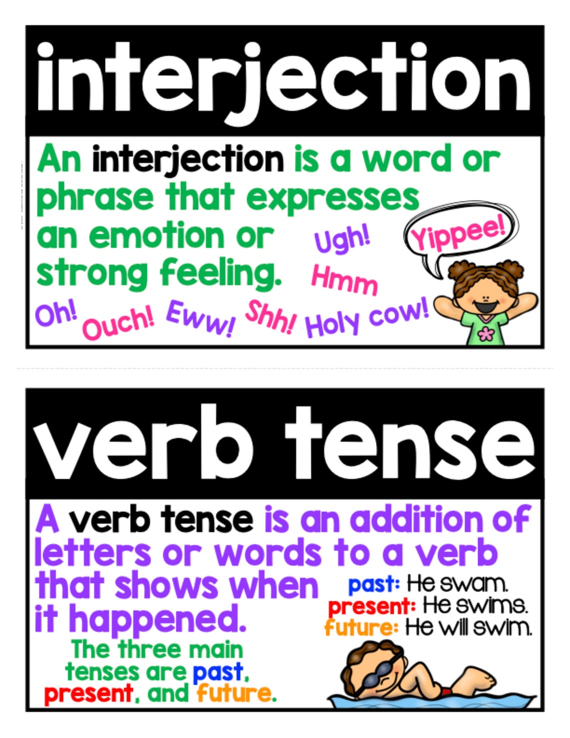 PARTS of SPEECH Flashcards, 2nd Grade 5th Grade Grammar Worksheets