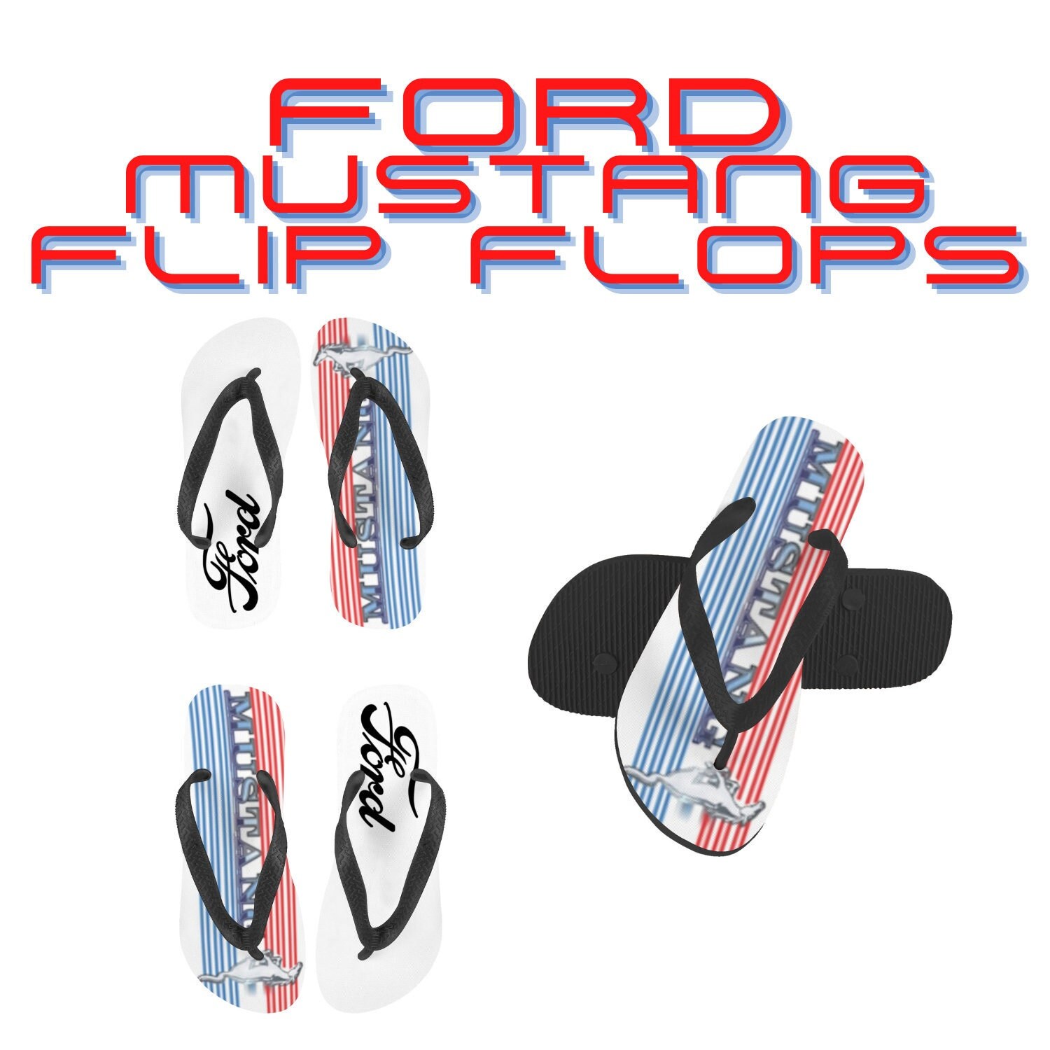 FORD Mustang RARE Women Men Beach Sandals Flip Flops Mustang Clothing and Accessories Etsy
