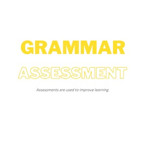 May include: Yellow text on a white background reads "GRAMMAR ASSESSMENT" with the smaller text "Assessments are used to improve learning" below.