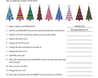 6th grade, 7th grade, 8th grade Christmas Riddle Worksheets, Middle School follow directions, homeschool teenagers