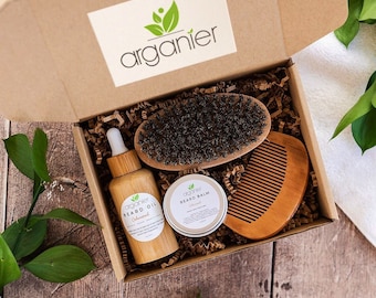 Kit para el cuidado de la barba / Juego de aceite y bálsamo orgánico para barba / Kit de cuidado natural de la barba para hombres / Regalo de barba para él / Cuidado del bigote / Barba de motociclista