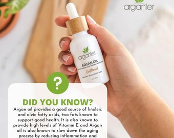 Pure Organic Argan Oil from Morocco - Cold-Pressed Extra Virgin - Moisturizer for dry Skin and Hair - Anti-Aging and Stretch Mark Treatment