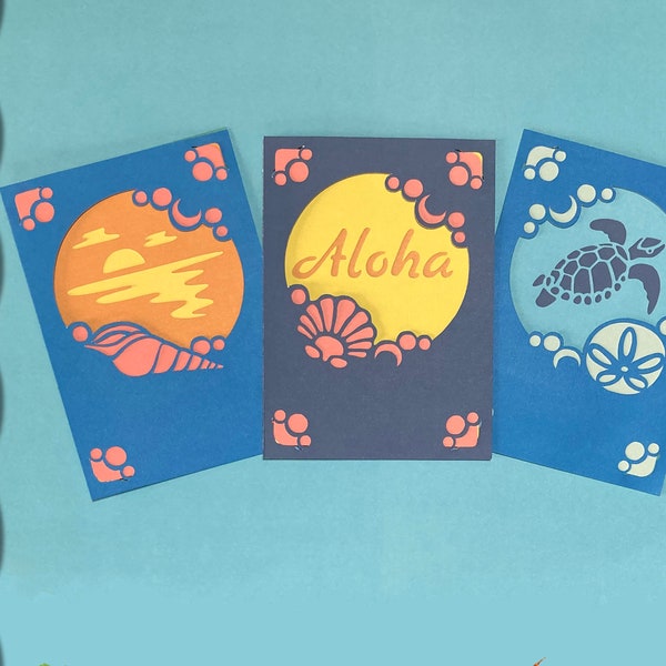 Ocean themed insert card SVGs with multiple layers!