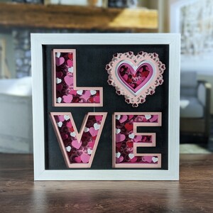Handmade LOVE Shadowbox, Valentine's Day Shadow Box, Home Decor Gift, Shadow Box Gift, Fully Assembled