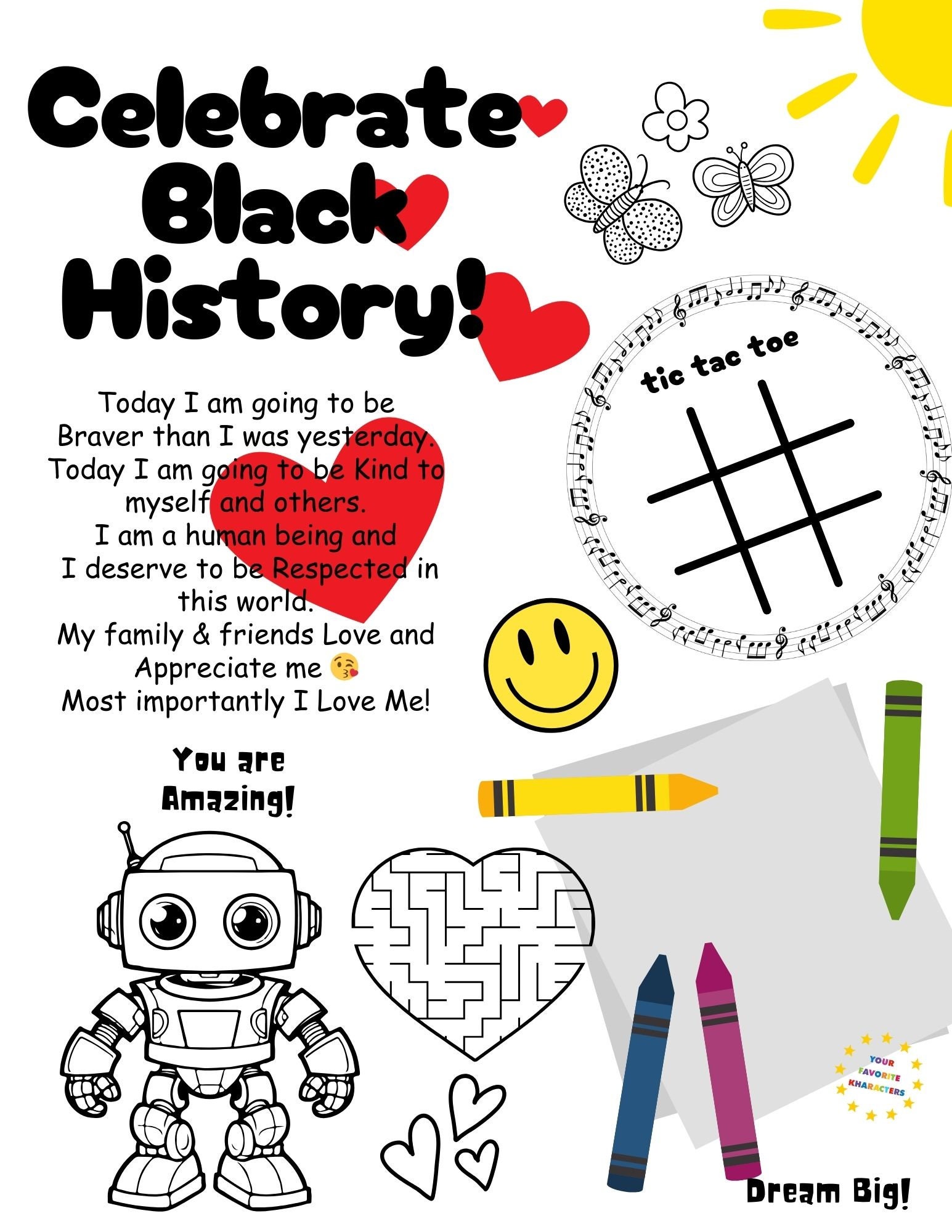 Celebrate Black History Activity Sheet - Etsy