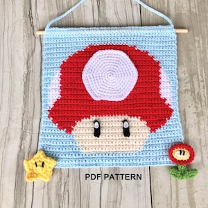 DIY PATTERN - Super Mushroom Wall Hanging Kid/Baby Nursery Decor Crochet Pattern