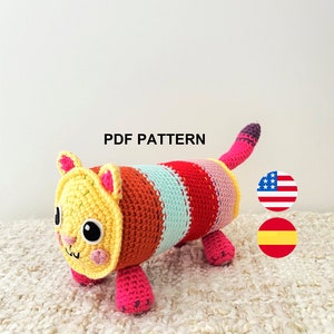 DIY PATTERN - Rainbow Cat - Amigurumi Crochet PDF (en/es)