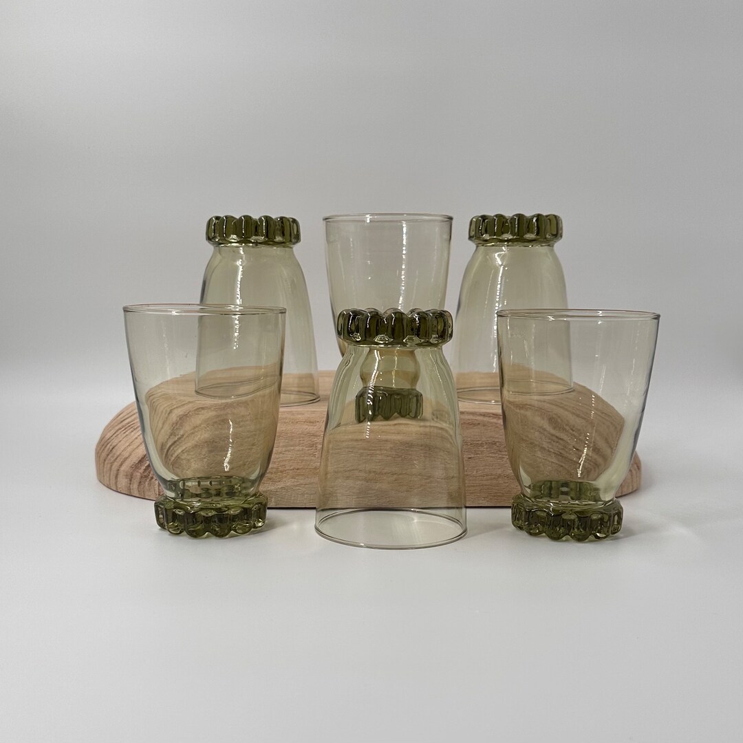 VINTAGE Libbey Avocado Green Drinking Glasses Daisy Bottom Etsy