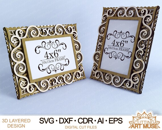 4x6 Picture Frame Laser Cut Files Layered Frame SVG DXF - Etsy