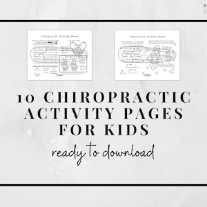 10 Chiropractic Activity Sheets for Kids Instant Digital Download