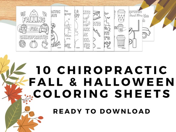 10 Chiropractic Fall & Halloween Coloring Sheets Instant - Etsy