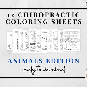 12 Chiropractic Animal Coloring Sheets Instant Digital Download