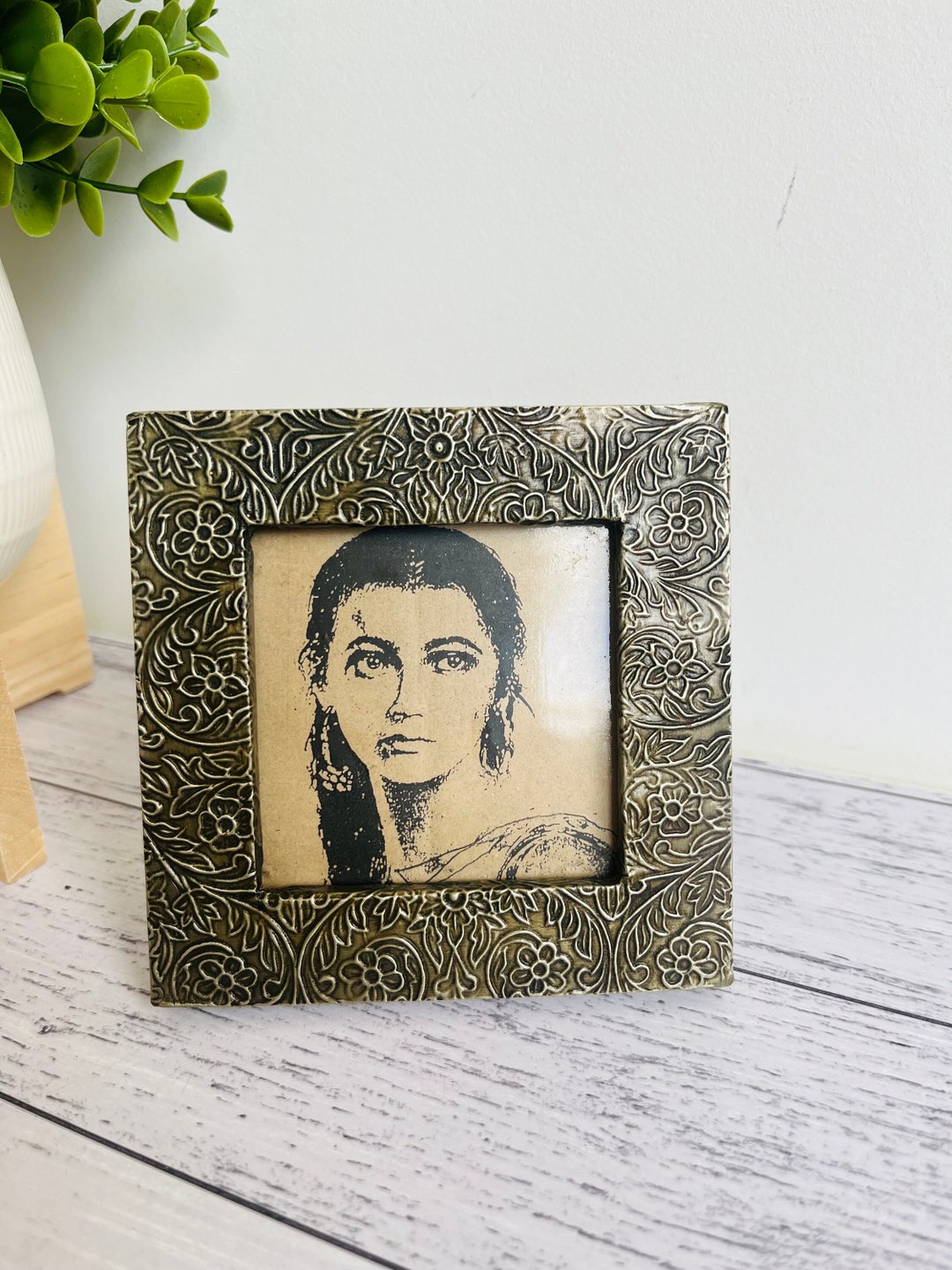 Solid Brass Etched Design Square Photo Frame Size 3 X 3 Inch Etsy
