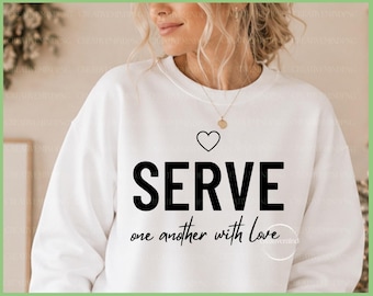 Servios unos a otros con amor svg, versículo bíblico svg, cita cristiana svg, fe svg, escritura svg, religioso svg, archivo cricut