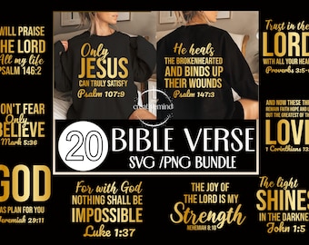 Paquete de versículos bíblicos en formato SVG y PNG, 20 diseños de escrituras cristianas, conjunto de citas sobre la fe, archivos de corte religiosos para Cricut.