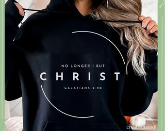 SVG "Ya no soy yo, sino Cristo", Gálatas 2:20 - Diseño de versículo bíblico, SVG cristiano minimalista, cita bíblica sobre la fe, archivo Cricut de la cruz de Jesús