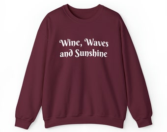 Burgundy Wine Waves and Sunshine Crewneck Sweatshirt