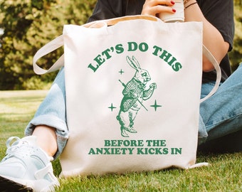 Anxiety Tote Bag, Tote Bags That Go Hard, Weirdcore Tote, Kidcore, Trendy Retro Tote Bag, Meme Tote Bag, Gen Z Tote Bag