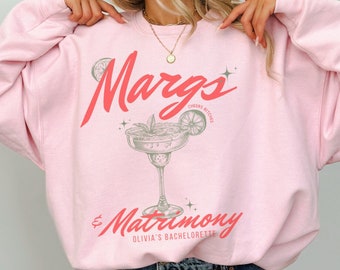 Margs and Matrimony Bachelorette Party Sweaters, Personalized Bridal Shirt for Fiesta, Margs & Matrimony, Final Fiesta, Las Vegas Bach