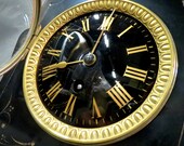 French Antique Signed Mantel Clock Garnitures Marble Bronze Vintage Hollywood Regency 18th Century