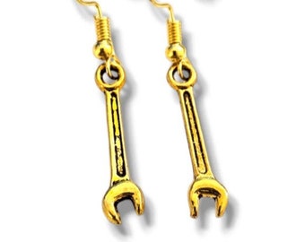 Gold Wrench Earrings