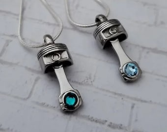 Collar de pistón con cristales de Swarovski - Motor - Joyería automotriz - Mecánica - Chica del auto - Joyería automotriz