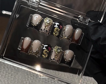 Geparden Mädchen Press-Ons | Drücken Sie auf die Nägel